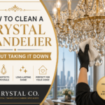 Professional cleaning of a crystal chandelier without removing it from the ceiling